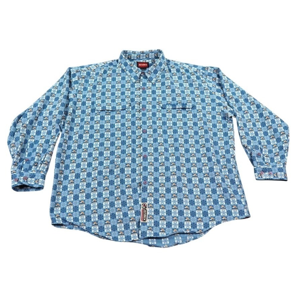 Vintage Avirex USA Ski Snowflake Print Flannel Shirt Mens 3XL Korea AOP Unique